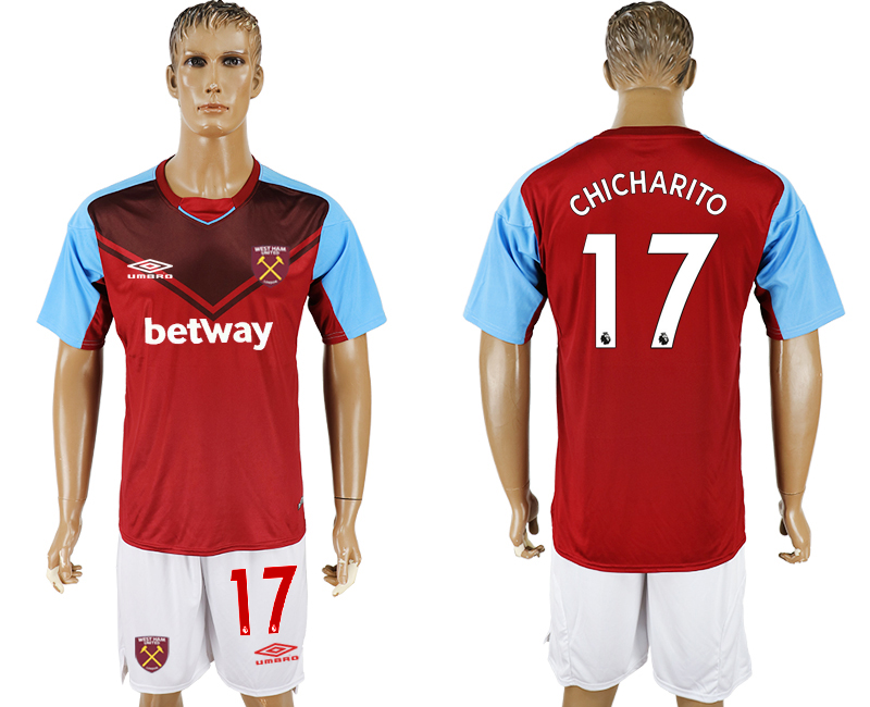 Men 2017-2018 club West Ham United home 17 red soccer jersey